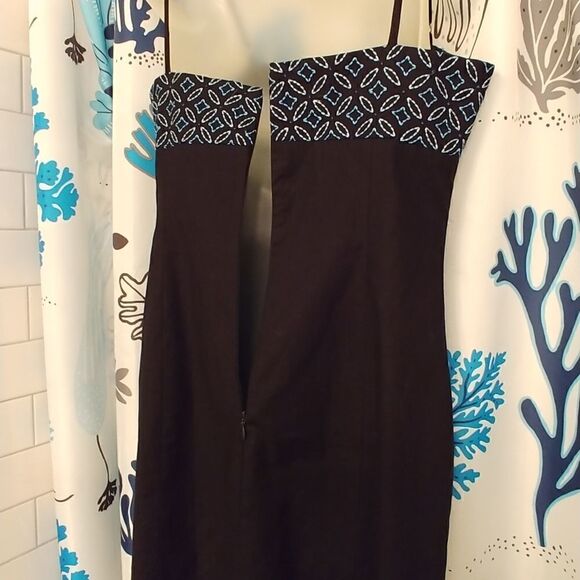 BCBGMaxAzria Navy Sundress Geometric Embroidery - Picture 4 of 8